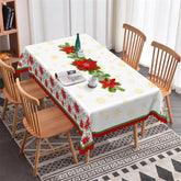 Aperturee - Pine Branches Red Poinsettia Christmas Tablecloth